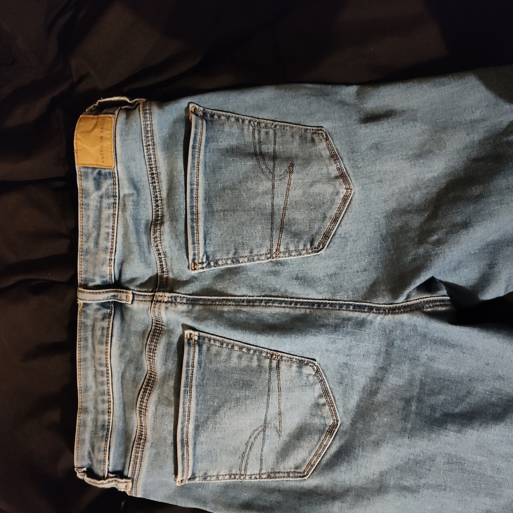 American Eagle Outfitters Light Blue Jeans with Tan Patch